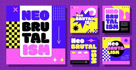 Premium Vector Hand Drawn Neo Brutalism Instagram Posts Collection