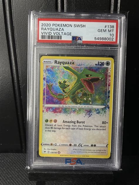 PSA 10 2020 Pokemon SWSH Vivid Voltage Rayquaza Amazing Rare 138 185