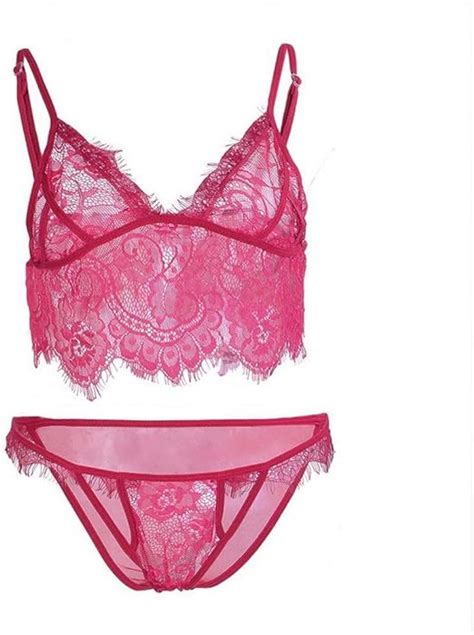 Damen BH Set Erotik Spitze Unterwäsche Transparent Atmungsaktiv Bequem