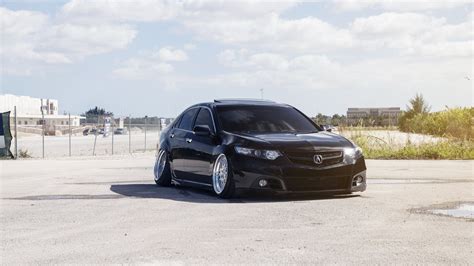 Slammed Tsx With Radical Camber And Polished Rotiform Rims Rotiform