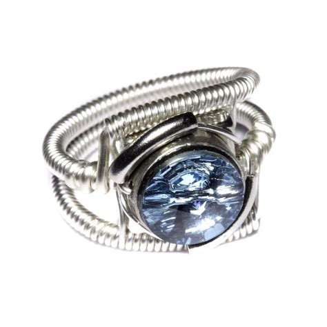 Cyberpunk Jewelry RING Aquamarine Swarovski Crystal