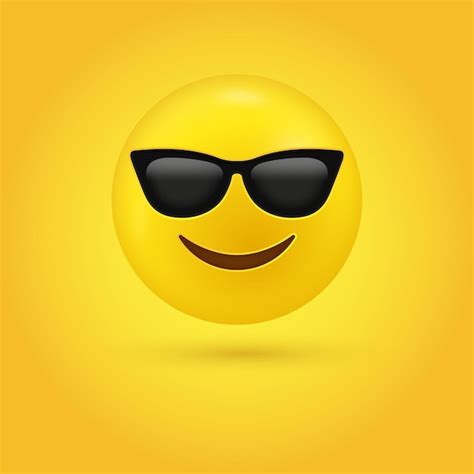 Cara sonriente de emoji con ilustración de gafas de sol Vector Premium