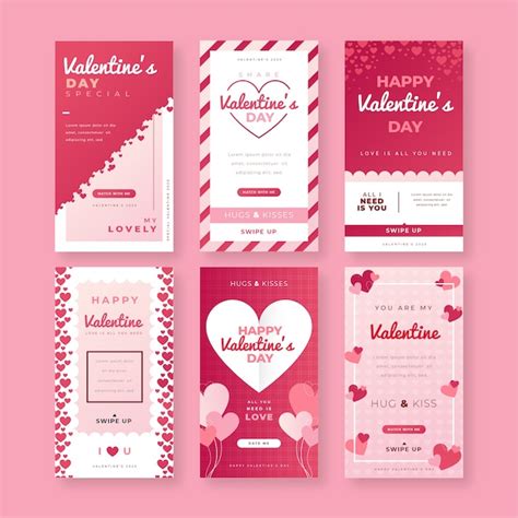 Colección de historias de rebajas del día de san valentín Vector Gratis