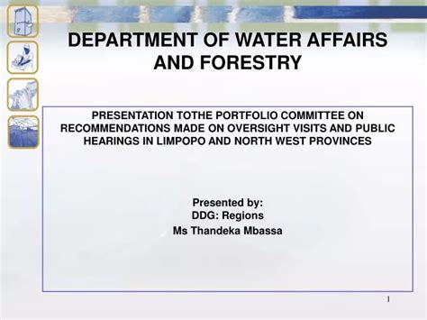 Ppt Department Of Water Affairs And Forestry Powerpoint Presentation