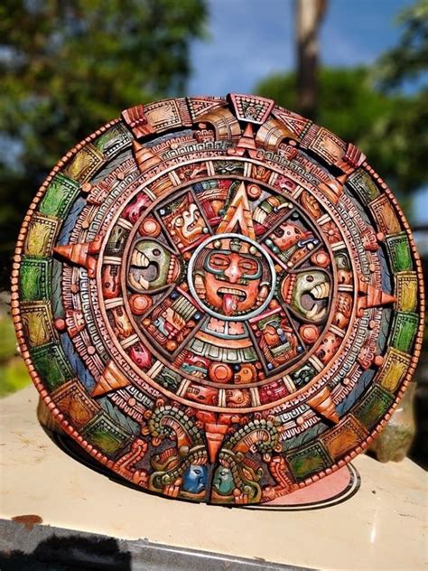 Prehispanic Aztec Art Aztec Calendar Mexican Painting Wood - Etsy