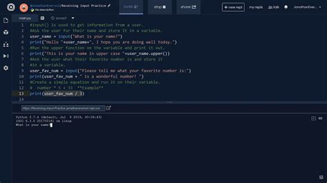Python Repl It Receiving Input Youtube