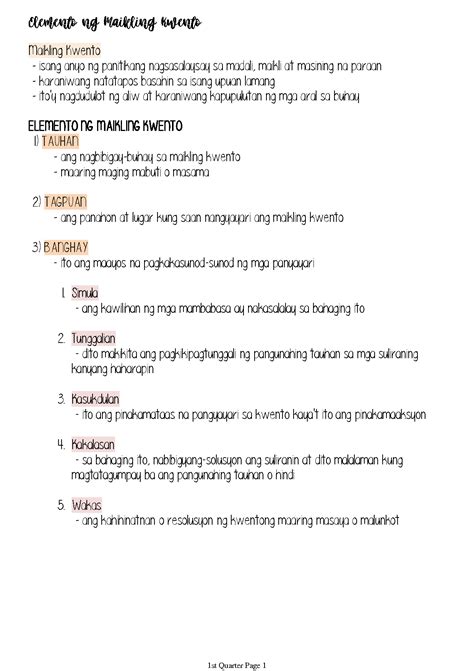 Solution Mga Elemento Ng Maikling Kwento Studypool