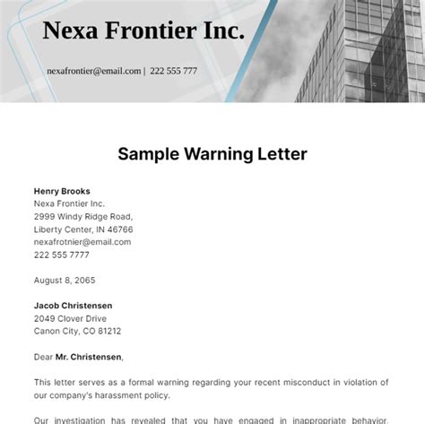 Free Warning Letter Templates And Examples Edit Online And Download