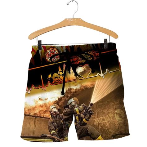 Cloocl Men Shorts Firefighter Badge 3d All Over Printed Beach Shorts