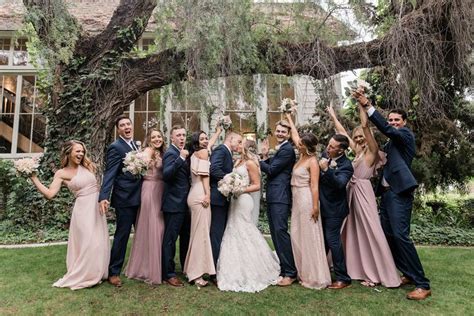 Bridal Party Navy And Blush Bridesmaids Blush Dusty Rose