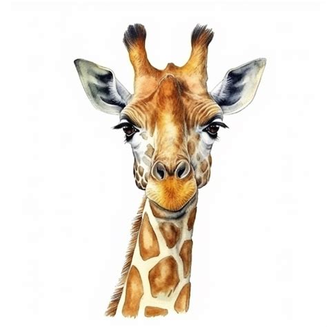 Premium AI Image A Watercolor Painting Of A Giraffe With A Black Nose