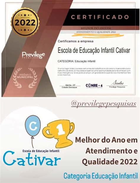 Escola Cativar é eleita a Melhor Escola de Educação Infantil em 2022