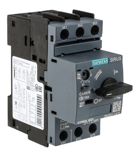 3rv2021 1ja10 Siemens Siemens 7 → 10 A Sirius Motor Protection Circuit Breaker 690 V 124