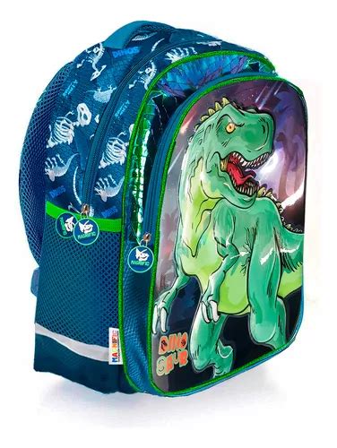 Mochila Escolar Espalda Grande Dinosaurio Rex Relieve Infantiles Bolso