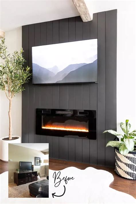 Modern DIY Electric Fireplace And Shiplap TV Wall Garrison Street