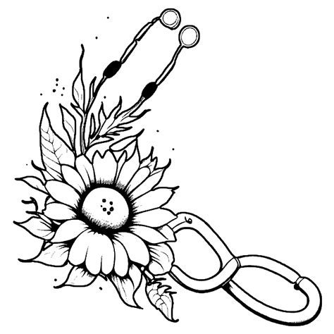 Stethoscope Coloring Page With Floral Designs · Creative Fabrica