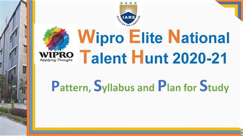 Wipro Elite National Talent Hunt Pattern Syllabus And Plan For