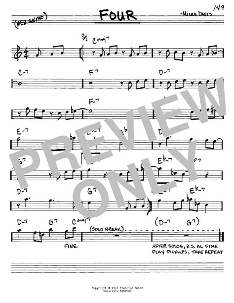 Four By Miles Davis Sheet Music For Real Book Melody And Chords Eb Instruments At Sheet Music