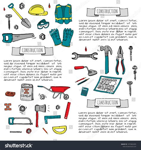 Hand Drawn Doodle Construction Tools Set Stock Vector Royalty Free