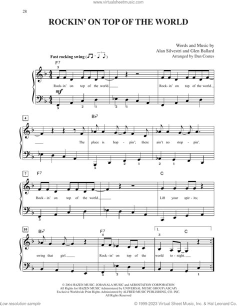 Rockin On Top Of The World From The Polar Express Arr Dan Coates Sheet Music Easy For