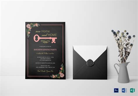 Chalkboard Housewarming Invitation Design Template In Word Psd Publisher