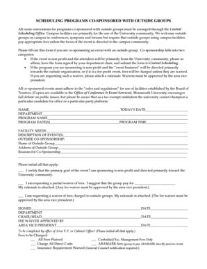 Fillable Online Monmouth Co Sponsorship Form Monmouth University