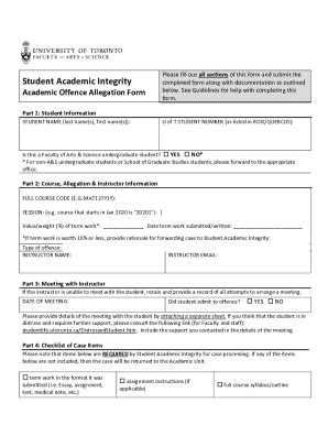 Fillable Online Student Academic Integrity Academic Offence Allegation