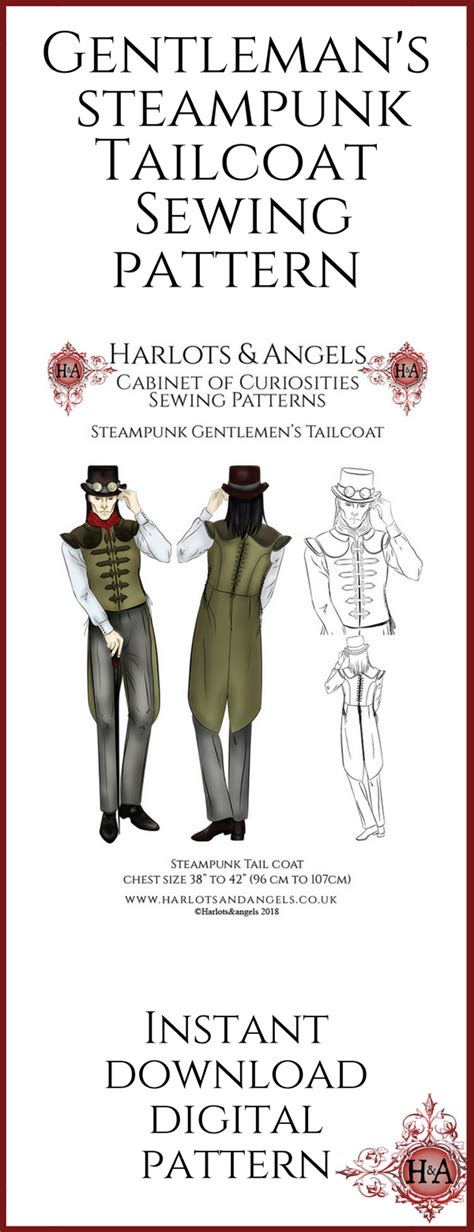 Steampunk Sewing Pattern For Men Vest Waistcoat Tailcoat Pdf Digital