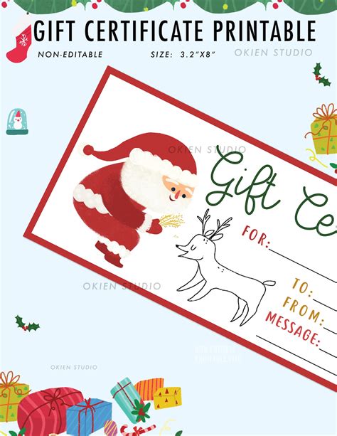 Christmas Santa T Certificate Template For Kids T Etsy