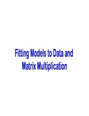 Fitting Models To Data And Matrix Multiplication Pdf Fi T T I