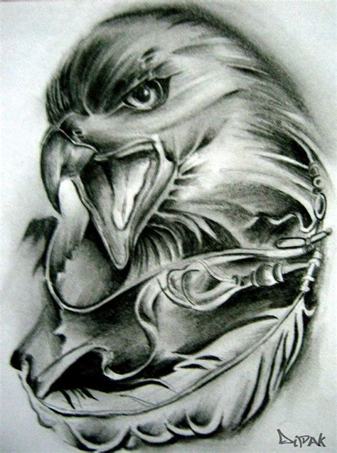 eagle_sketch_by_shirocko | Skull tattoo design, Eagle tattoos, Chest ...