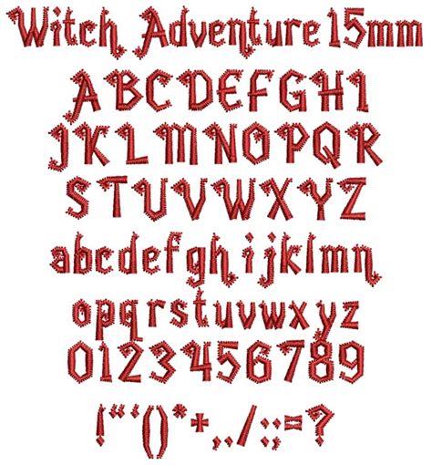 ESA Embroidery Font Witch Adventure 15mm