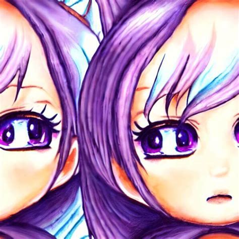 Baixe Anime Girls Cabelo Roxo e Olhos Azuis Padrões Creative Fabrica