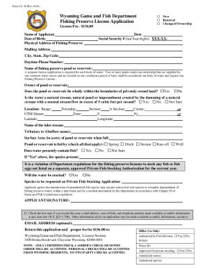 Fillable Online Wgfd Wyo Fishing Preserve License Application Form Doc