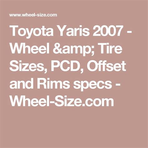 Tire Size Toyota Yaris