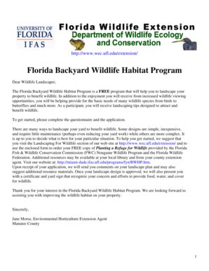 Fillable Online Manatee Ifas Ufl Florida Backyard Wildlife Habitat