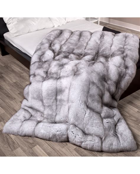 Full Pelt Blue Fox Fur Blanket For Luxurious Home Decor At Fursource