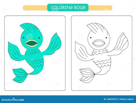 Libro De Colorear Para Los Ni Os Pescados Lindos De La Historieta