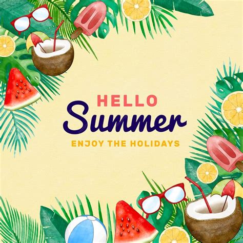 Premium Vector Hand Painted Watercolor Hello Summer Illustration