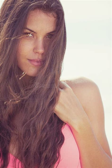 Portrait Of Happy Girl In Pink Bikini Stock Photo Image Of Fashion Beautiful 65978276