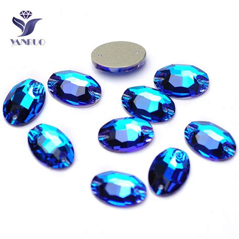 Yanruo All Sizes Blue Zircon High Quality Crystal Flatback Strass