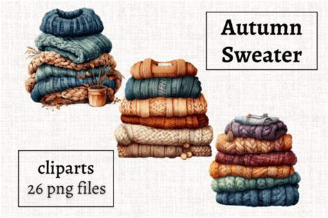 Warm Autumn Knitted Sweater 26 Cliparts Graphic By MashMashStickers