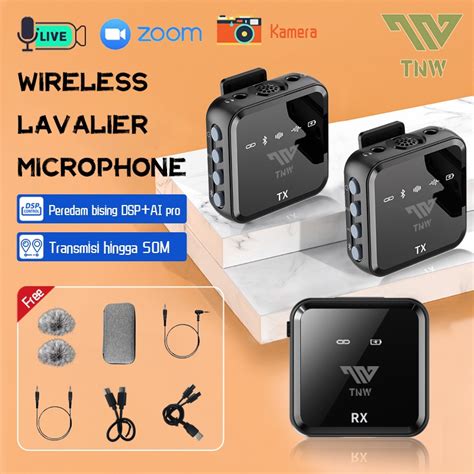 Jual TNW N8 N9 Wireless Lavalier Mikrofon Clip On Lapel Mic 2 4GHz