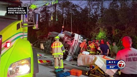 Cement Truck Driver Hospitalized After Rollover Crash On Tamiami Trail