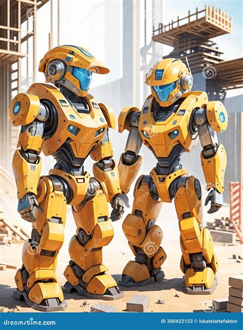 Robot Builders Work on a Construction Site with Tools. Made with AI