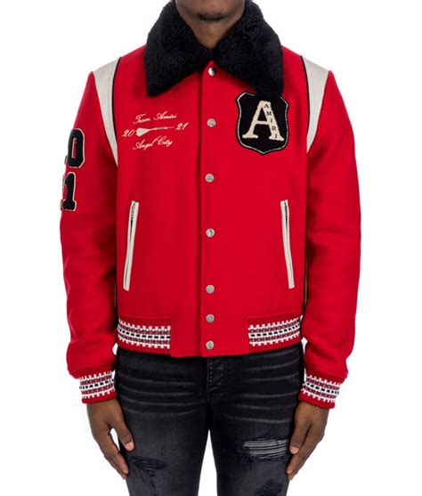 Always on Point Amiri Red Varsity Jacket - Jackets Creator