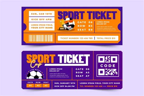 Football Tournament Sport Event Ticket Design Template Simple And