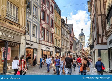 Gros Horloge Street Rouen France Editorial Image Image Of