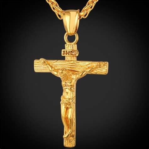 Mcsays Crucifix Croix J Sus Pendentif Collier Cha Ne K Plaqu Or