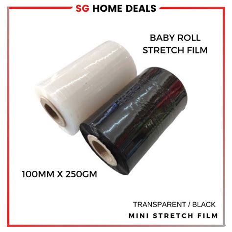 Transparent Black Baby Roll Mini Stretch Film 100mm x 250g 蝦皮購物